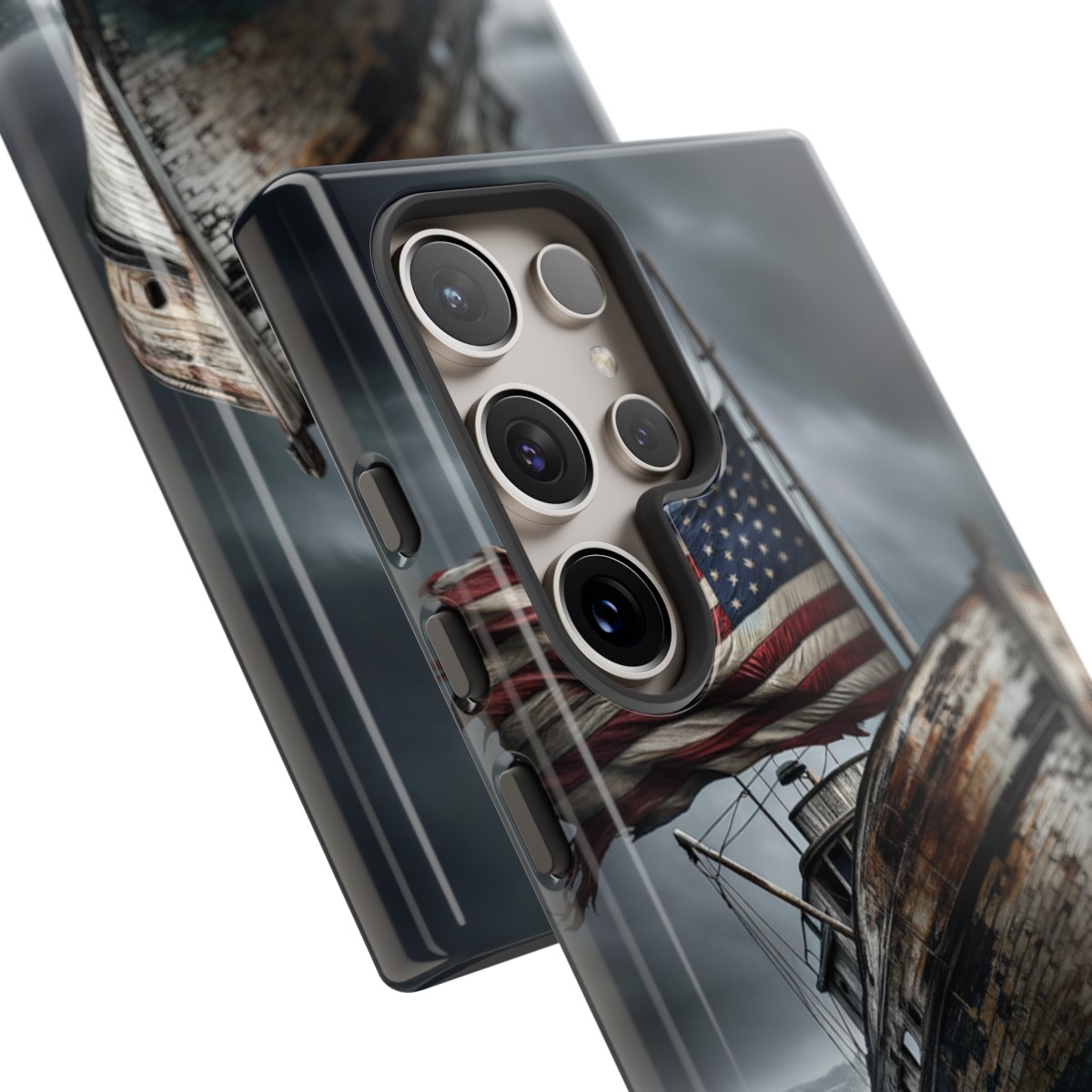 Vintage USA Flag on Rustic Boat Phone Case β Weathered Coastal Design- Phone Case - Image 204