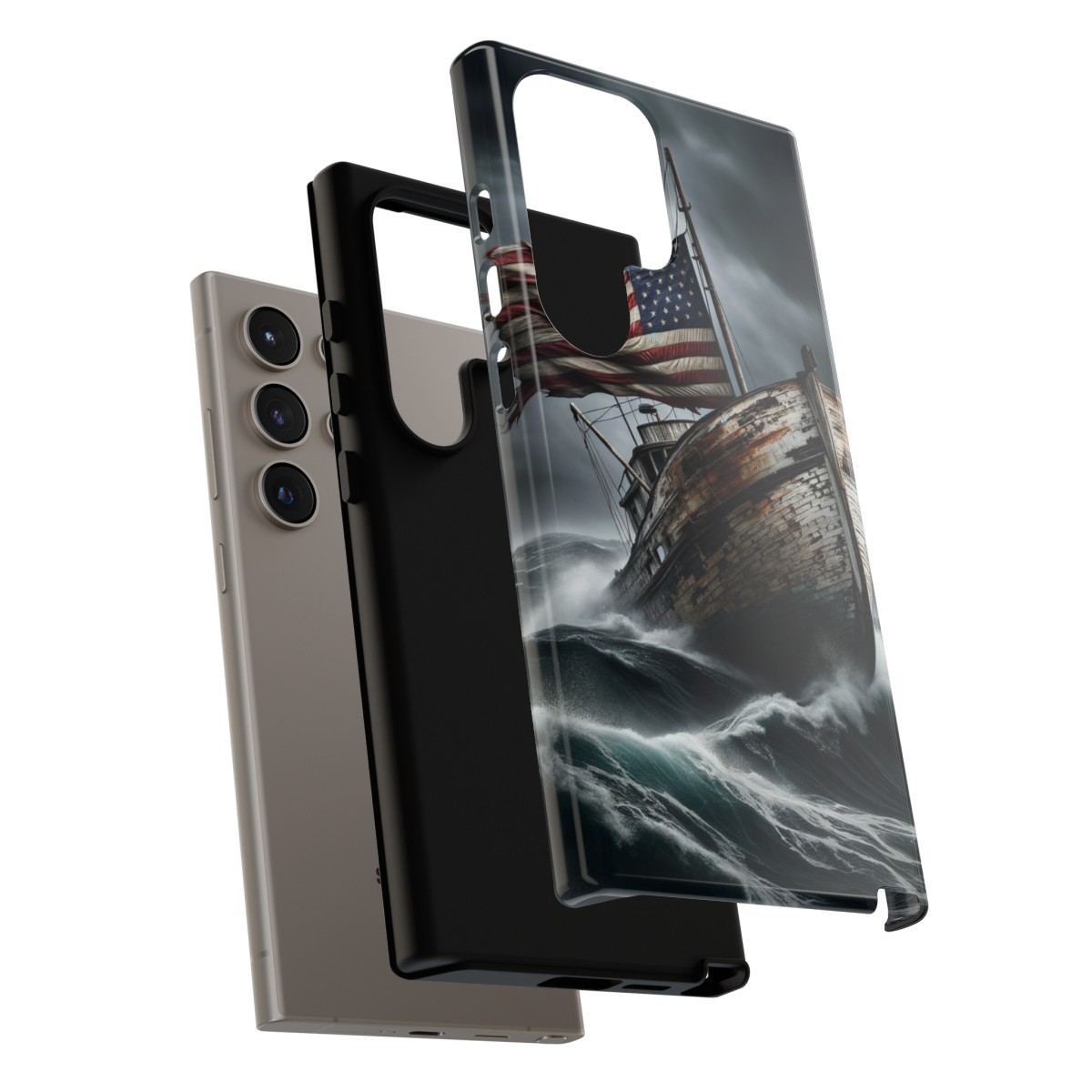 Vintage USA Flag on Rustic Boat Phone Case β Weathered Coastal Design- Phone Case - Image 206
