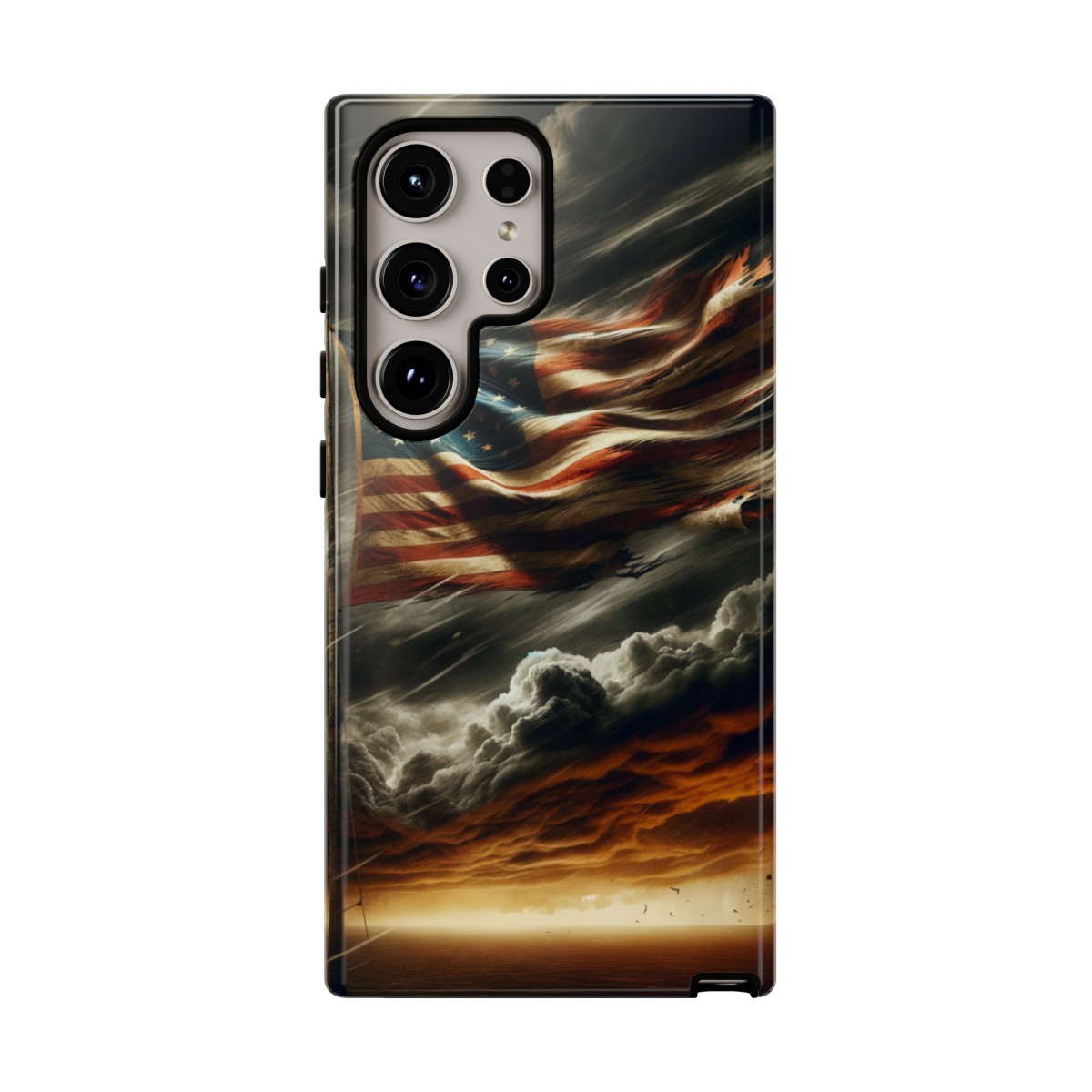 Weathered USA Flag Against Stormy Sky Design Phone Case- Phone Case - Image 203