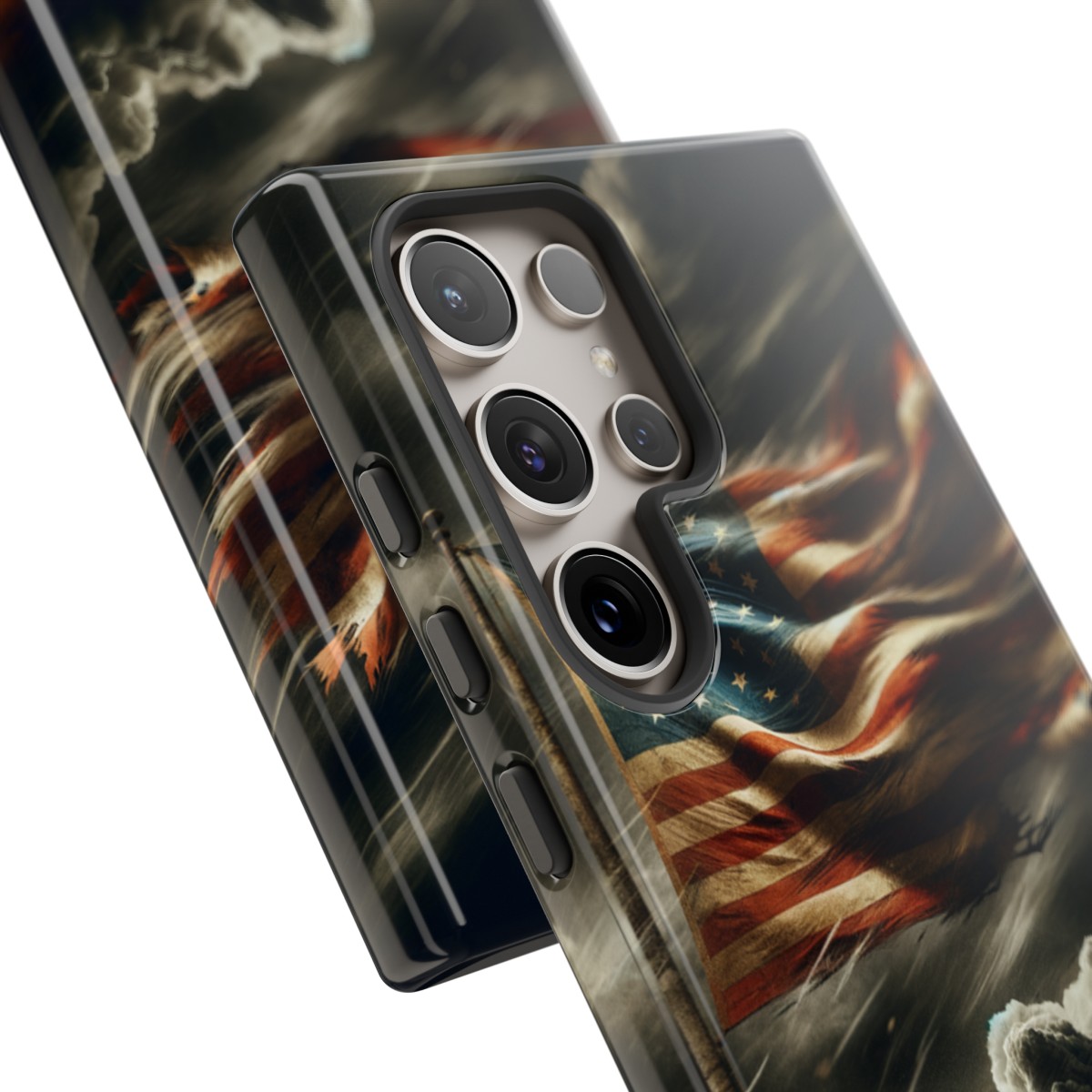 Weathered USA Flag Against Stormy Sky Design Phone Case- Phone Case - Image 204