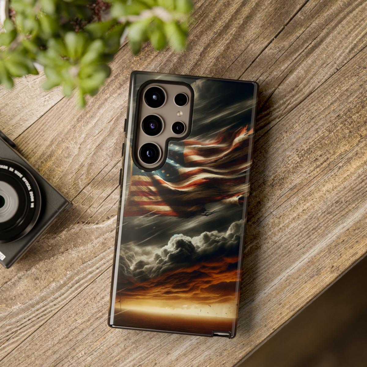 Weathered USA Flag Against Stormy Sky Design Phone Case- Phone Case - Image 207