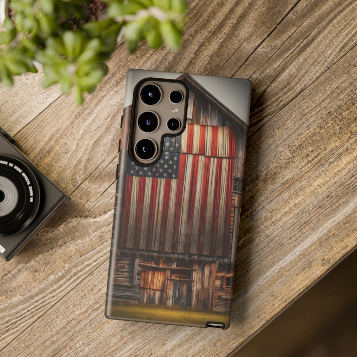 Vintage USA Flag on Weathered Barn Wood Phone Case- Phone Case - Image 212