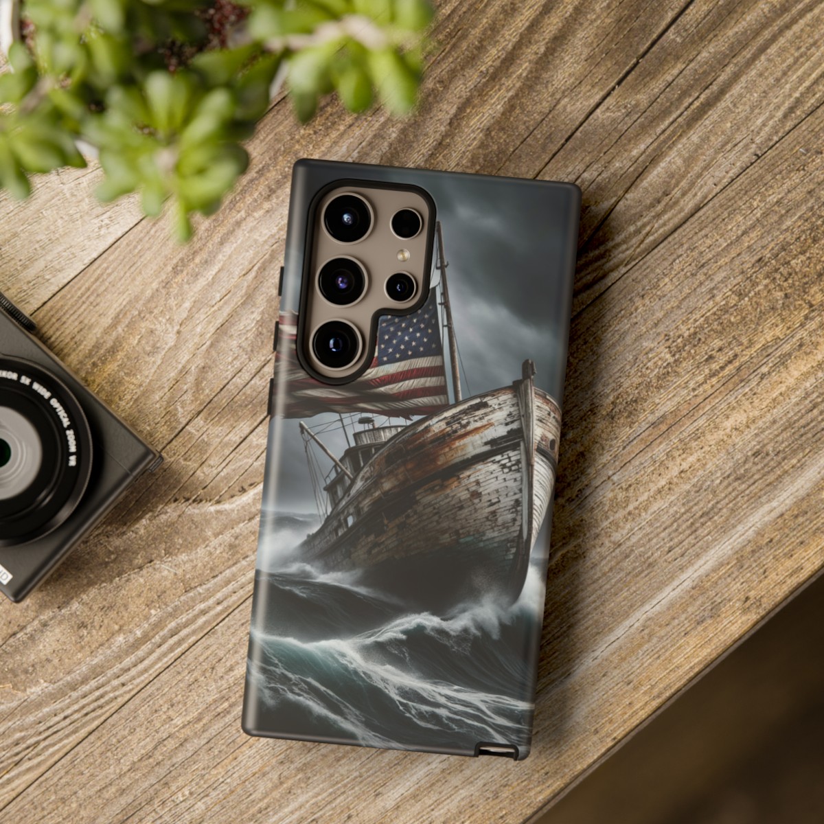 Vintage USA Flag on Rustic Boat Phone Case β Weathered Coastal Design- Phone Case - Image 212