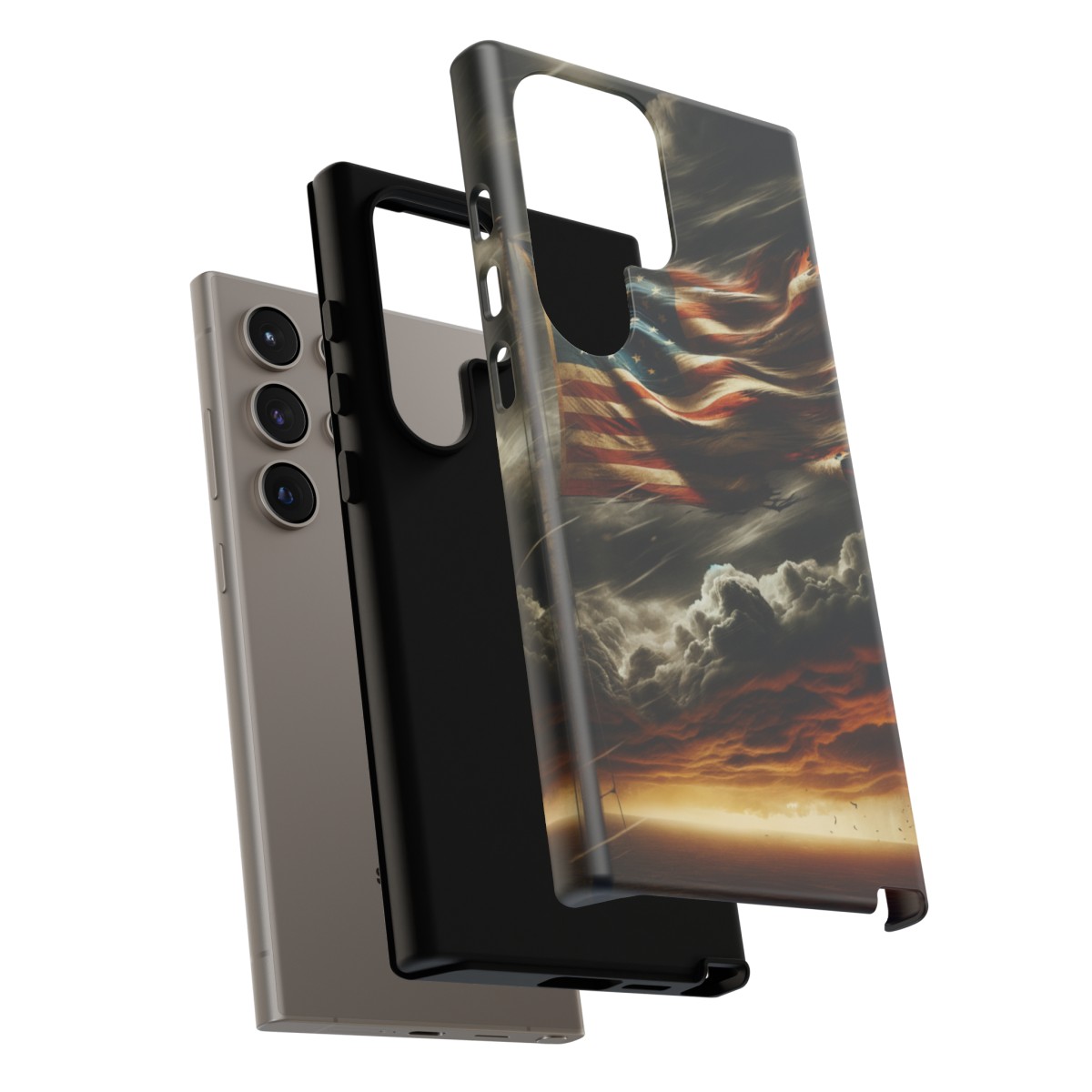 Weathered USA Flag Against Stormy Sky Design Phone Case- Phone Case - Image 211