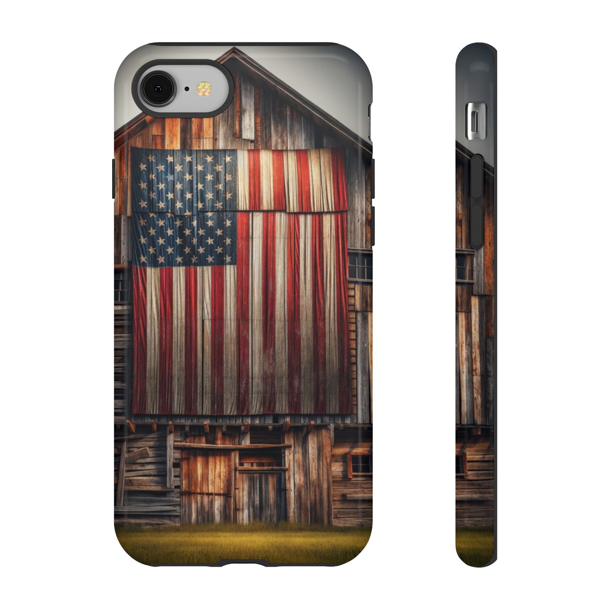 Vintage USA Flag on Weathered Barn Wood Phone Case- Phone Case - Image 4