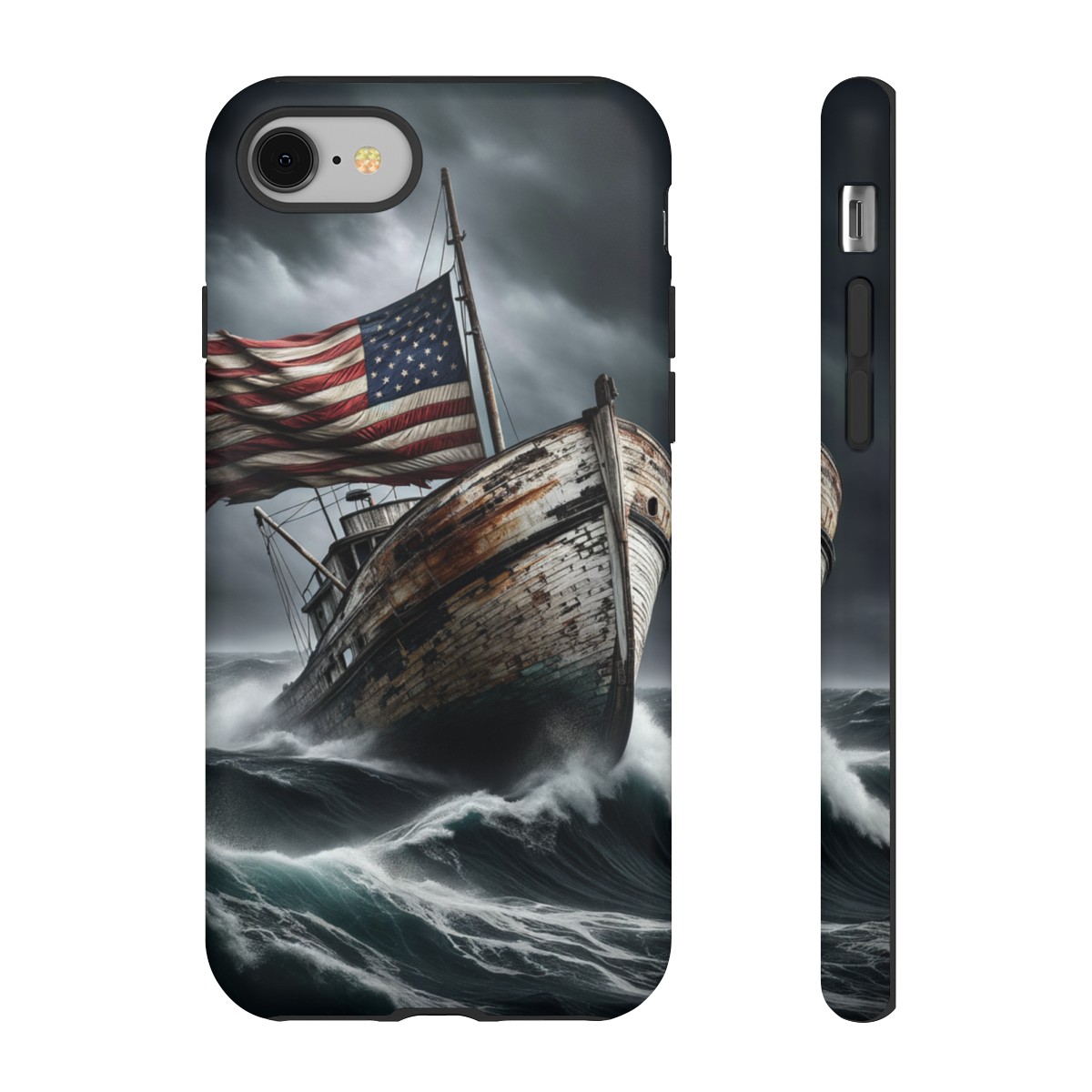 Vintage USA Flag on Rustic Boat Phone Case β Weathered Coastal Design- Phone Case - Image 5