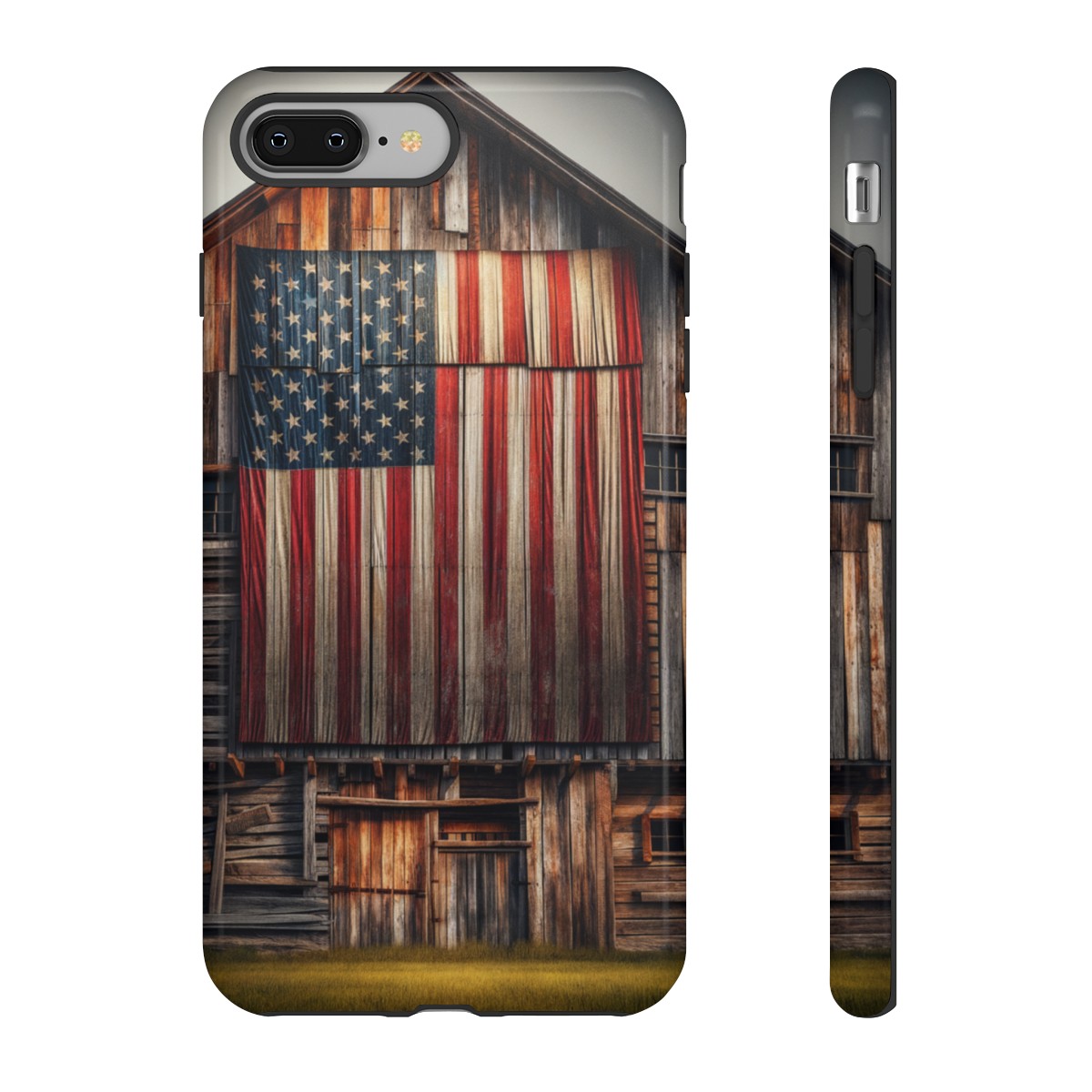 Vintage USA Flag on Weathered Barn Wood Phone Case- Phone Case - Image 6