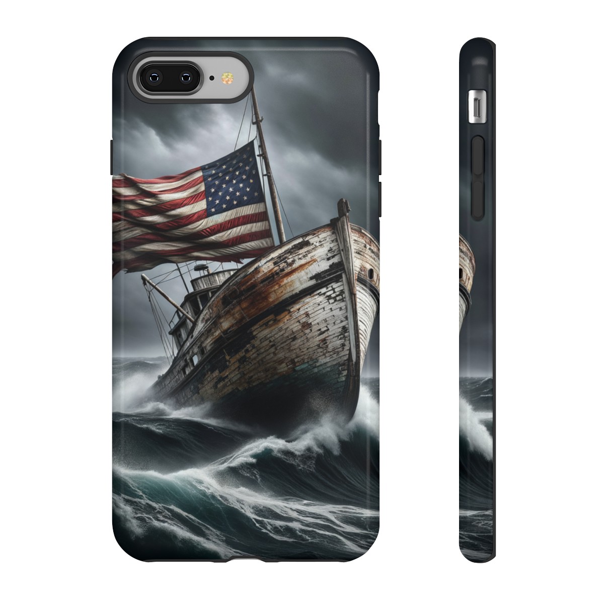 Vintage USA Flag on Rustic Boat Phone Case β Weathered Coastal Design- Phone Case - Image 6