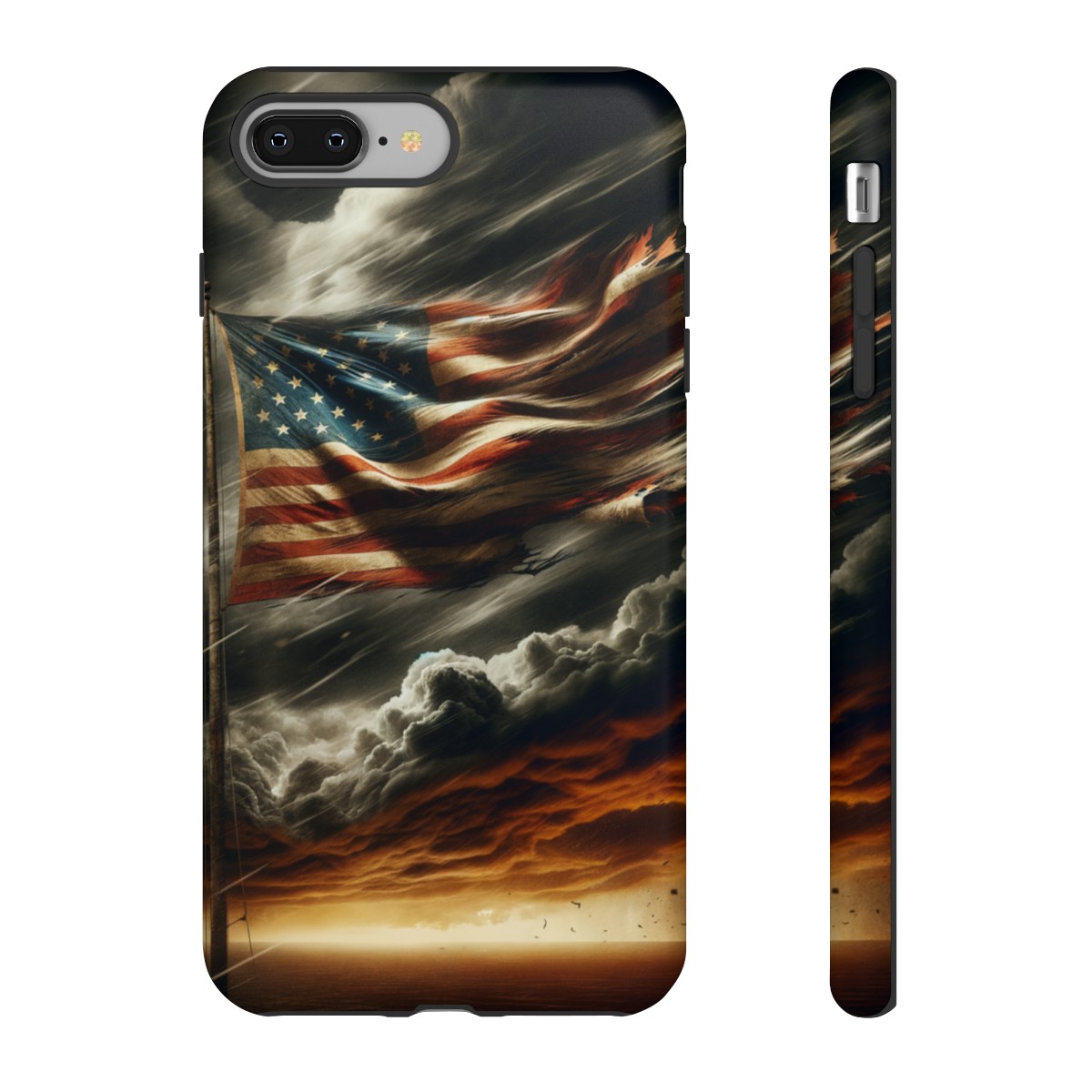 Weathered USA Flag Against Stormy Sky Design Phone Case- Phone Case - Image 7