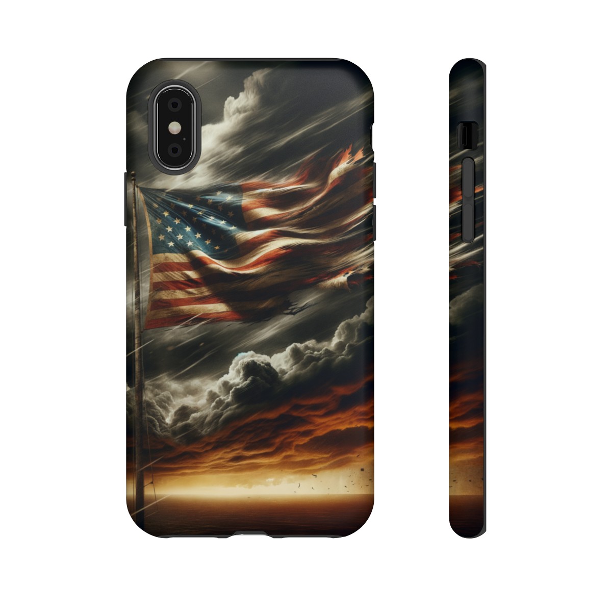 Weathered USA Flag Against Stormy Sky Design Phone Case- Phone Case - Image 9