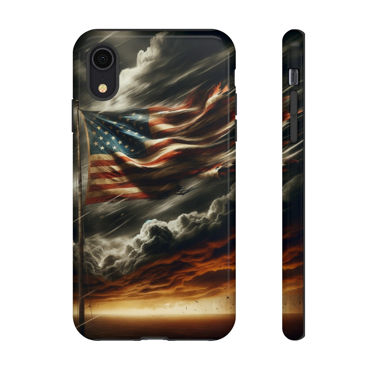 Weathered USA Flag Against Stormy Sky Design Phone Case- Phone Case - Image 10
