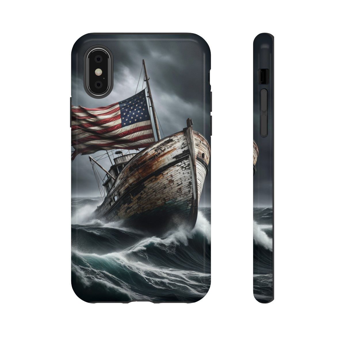Vintage USA Flag on Rustic Boat Phone Case β Weathered Coastal Design- Phone Case - Image 12