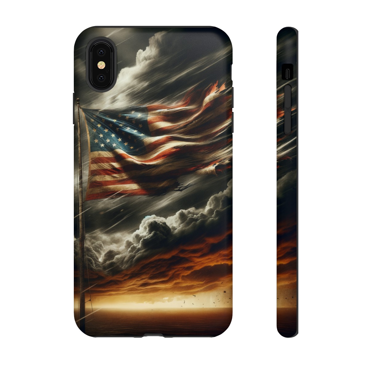 Weathered USA Flag Against Stormy Sky Design Phone Case- Phone Case - Image 15