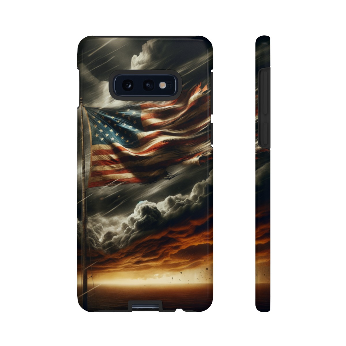 Weathered USA Flag Against Stormy Sky Design Phone Case- Phone Case - Image 16