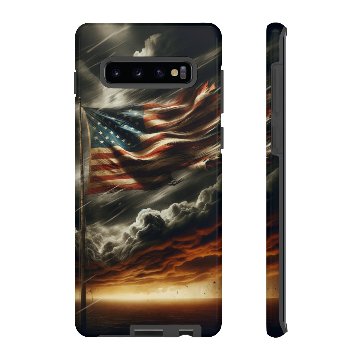 Weathered USA Flag Against Stormy Sky Design Phone Case- Phone Case - Image 18