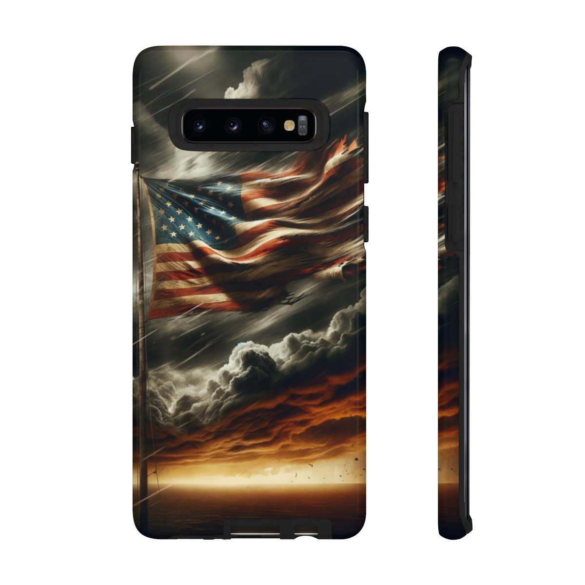 Weathered USA Flag Against Stormy Sky Design Phone Case- Phone Case - Image 19