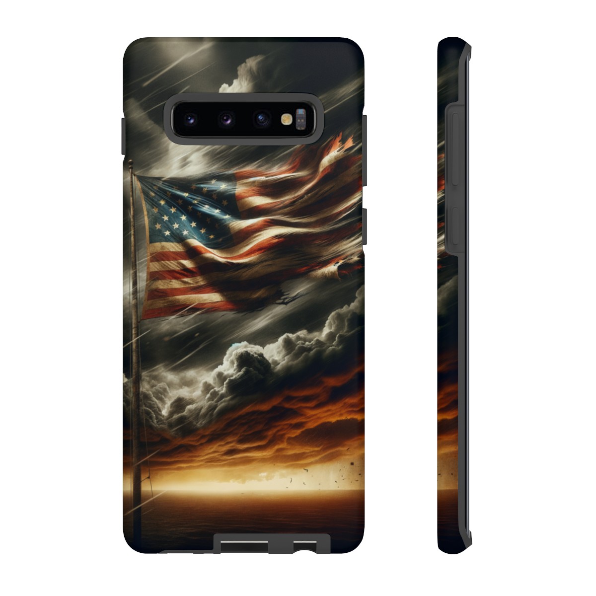 Weathered USA Flag Against Stormy Sky Design Phone Case- Phone Case - Image 20
