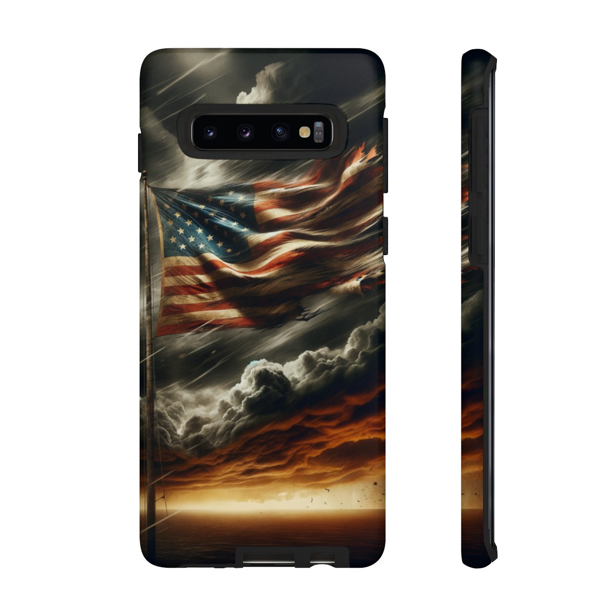 Weathered USA Flag Against Stormy Sky Design Phone Case- Phone Case - Image 21