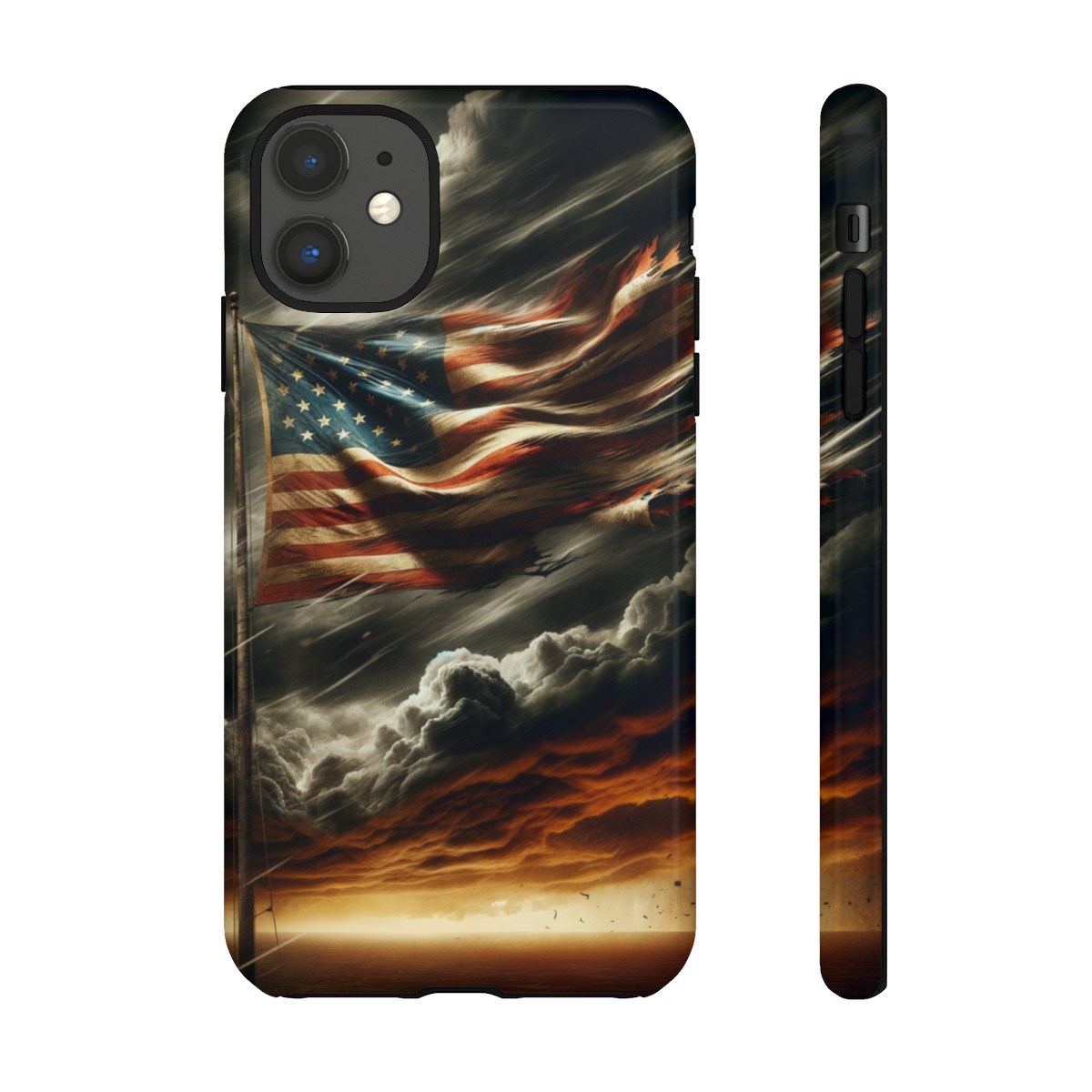Weathered USA Flag Against Stormy Sky Design Phone Case- Phone Case - Image 22