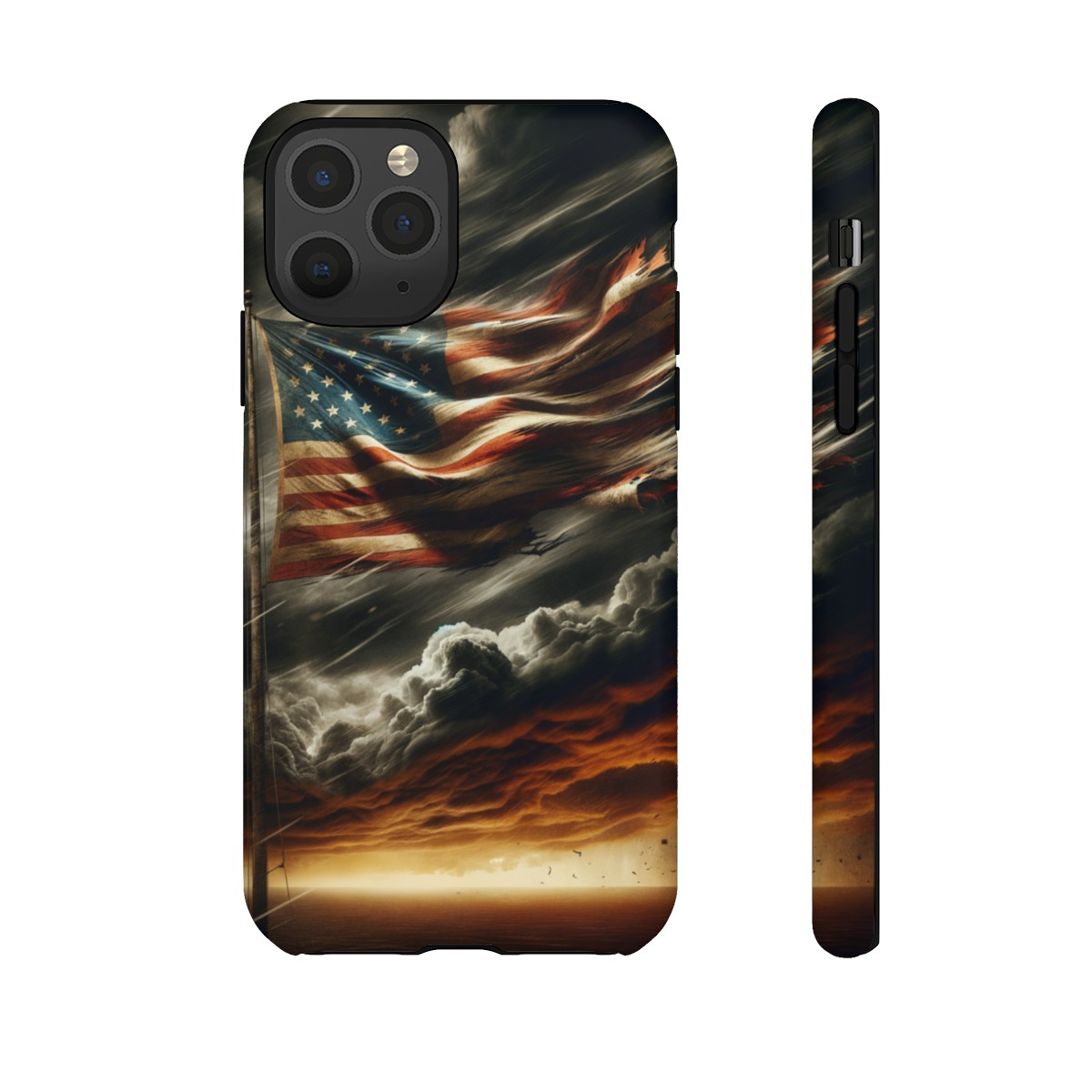 Weathered USA Flag Against Stormy Sky Design Phone Case- Phone Case - Image 25