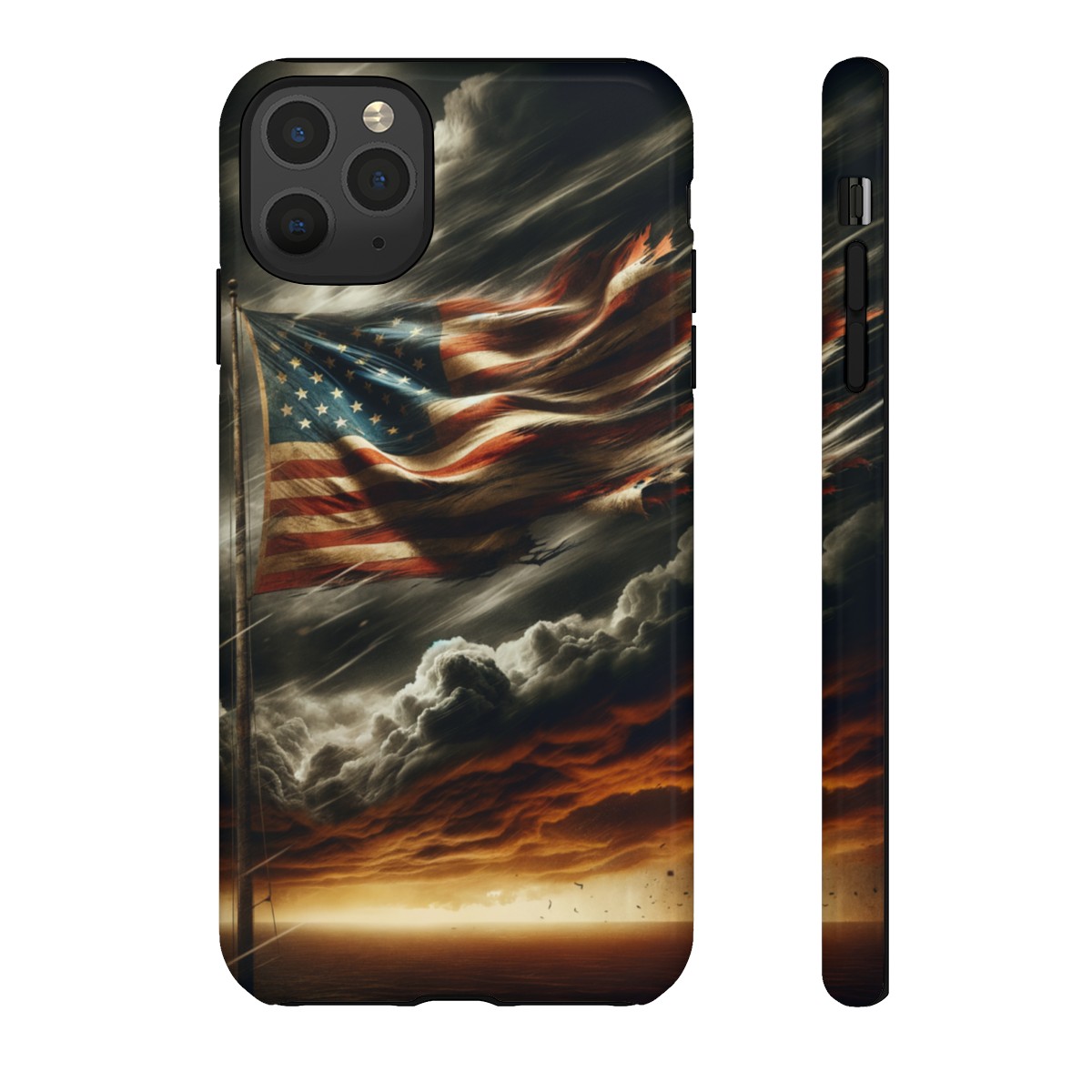 Weathered USA Flag Against Stormy Sky Design Phone Case- Phone Case - Image 26