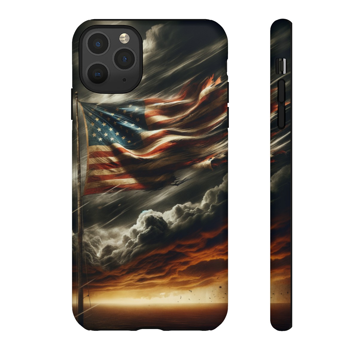 Weathered USA Flag Against Stormy Sky Design Phone Case- Phone Case - Image 27