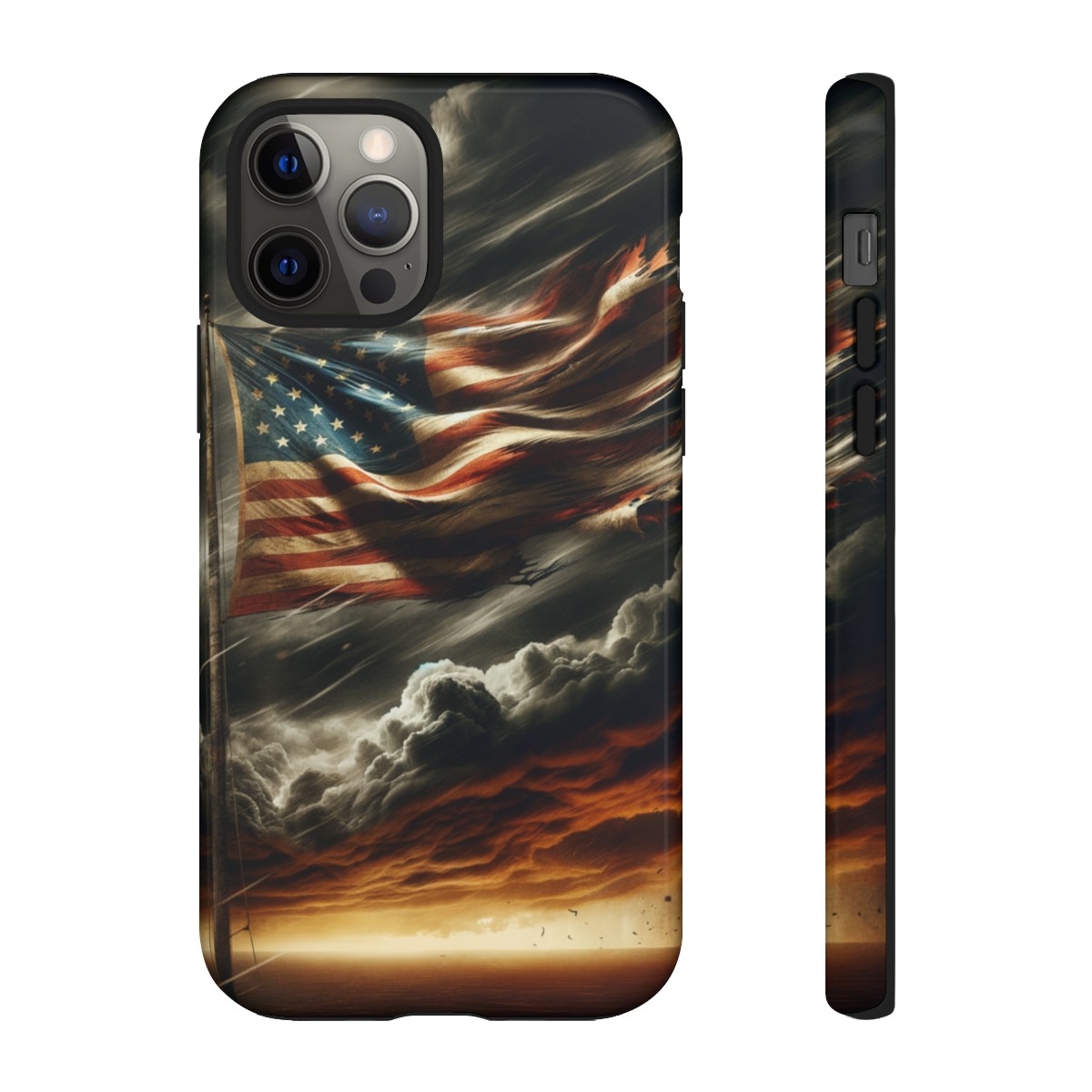 Weathered USA Flag Against Stormy Sky Design Phone Case- Phone Case - Image 38