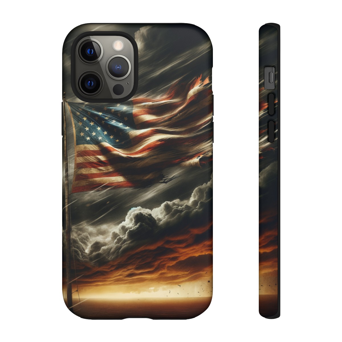 Weathered USA Flag Against Stormy Sky Design Phone Case- Phone Case - Image 39