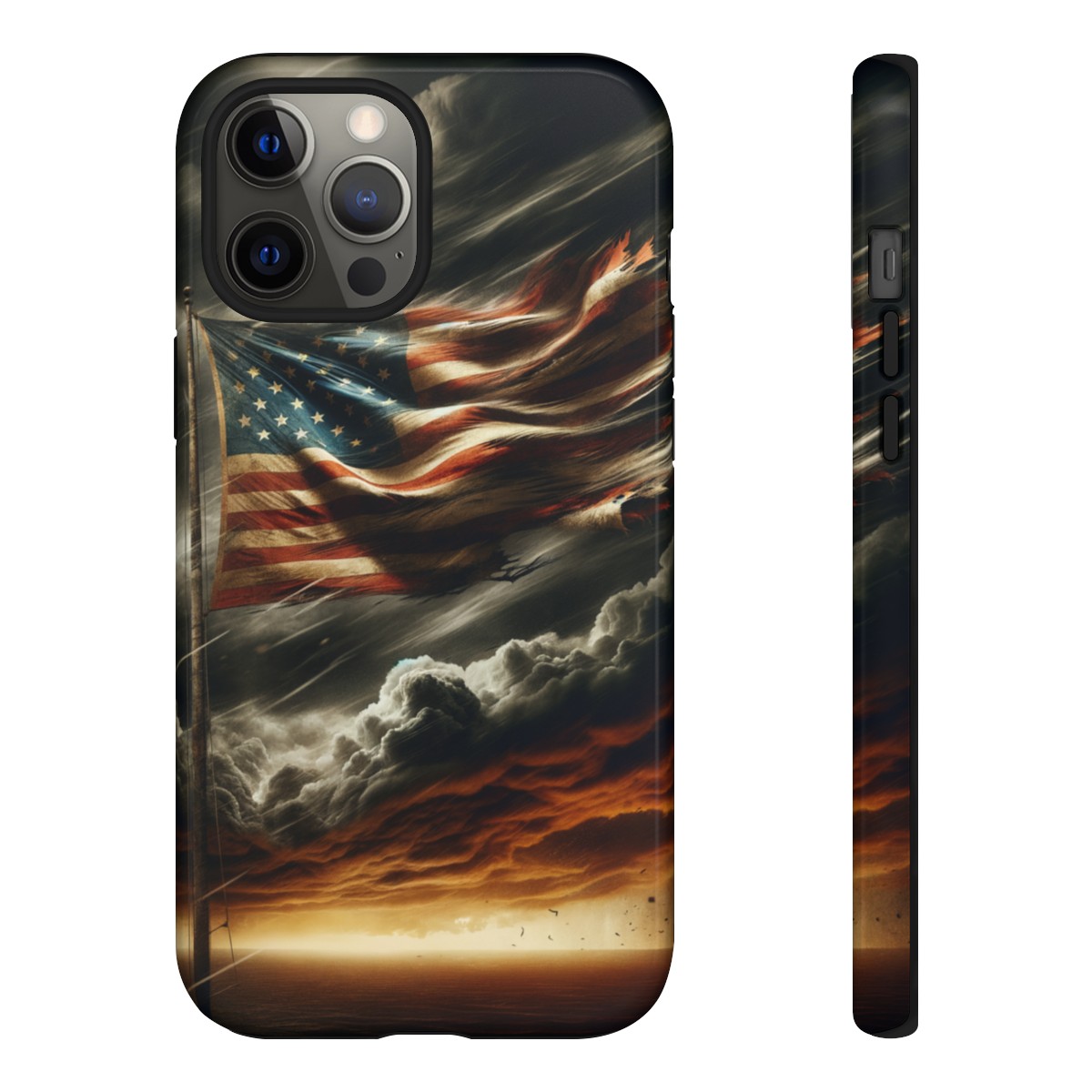 Weathered USA Flag Against Stormy Sky Design Phone Case- Phone Case - Image 40
