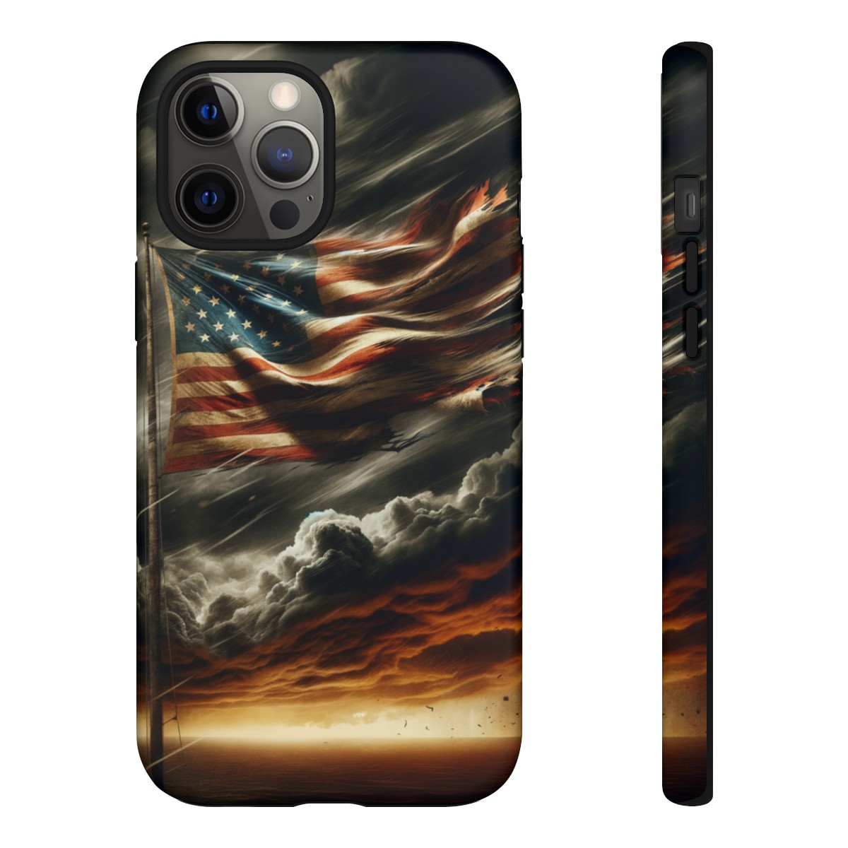Weathered USA Flag Against Stormy Sky Design Phone Case- Phone Case - Image 41