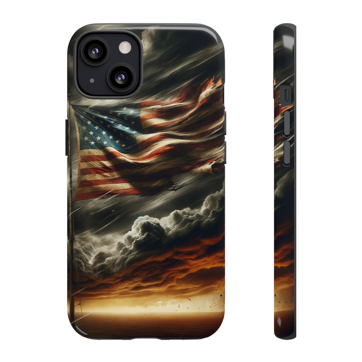 Weathered USA Flag Against Stormy Sky Design Phone Case- Phone Case - Image 42