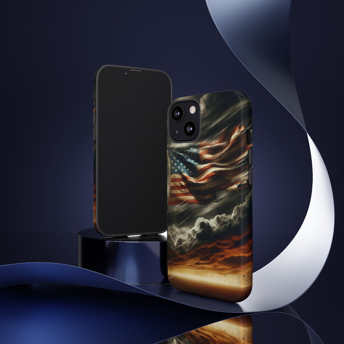 Weathered USA Flag Against Stormy Sky Design Phone Case- Phone Case - Image 43