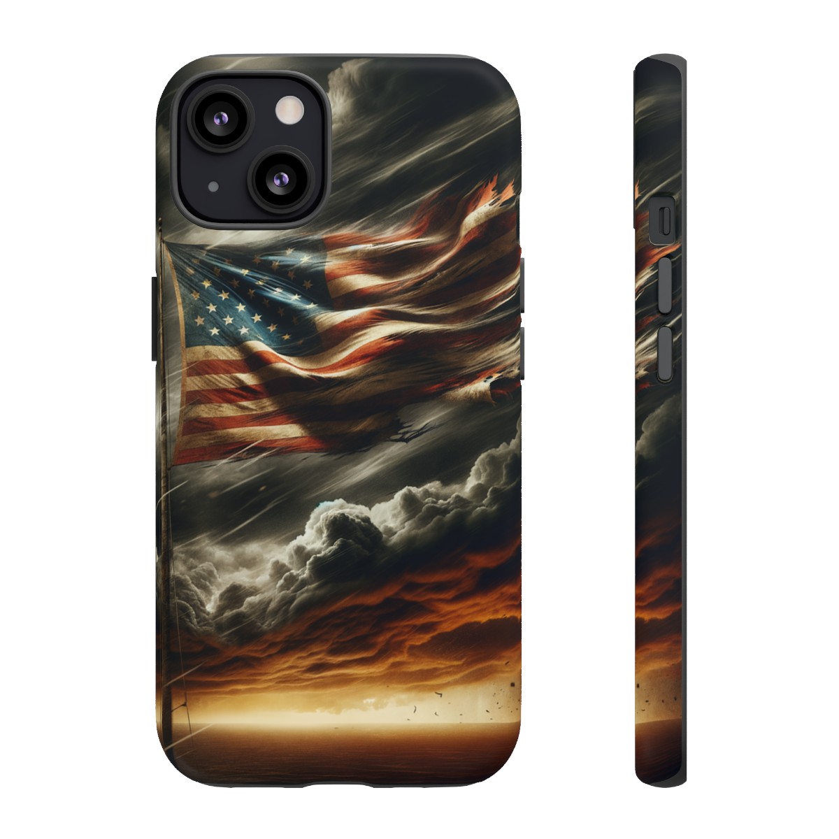 Weathered USA Flag Against Stormy Sky Design Phone Case- Phone Case - Image 44