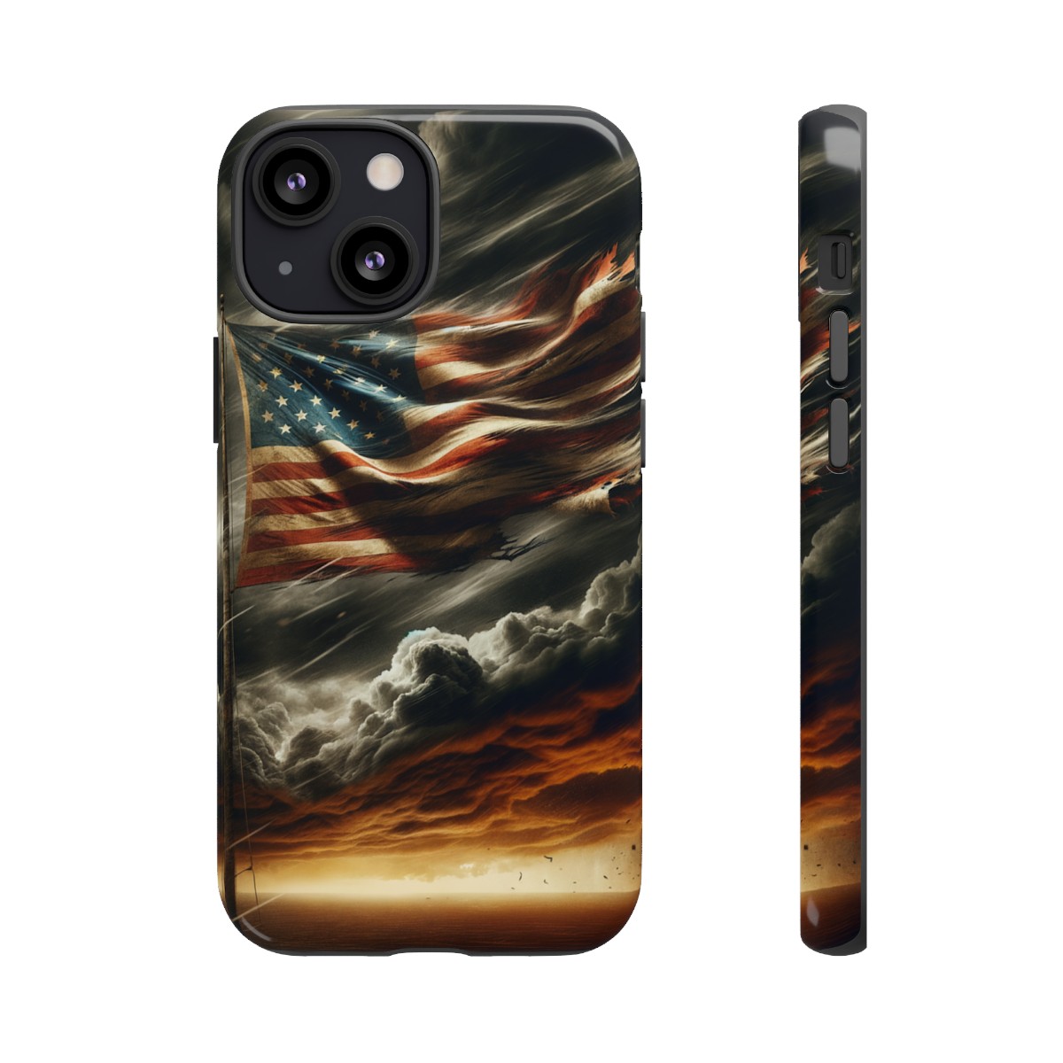 Weathered USA Flag Against Stormy Sky Design Phone Case- Phone Case - Image 46
