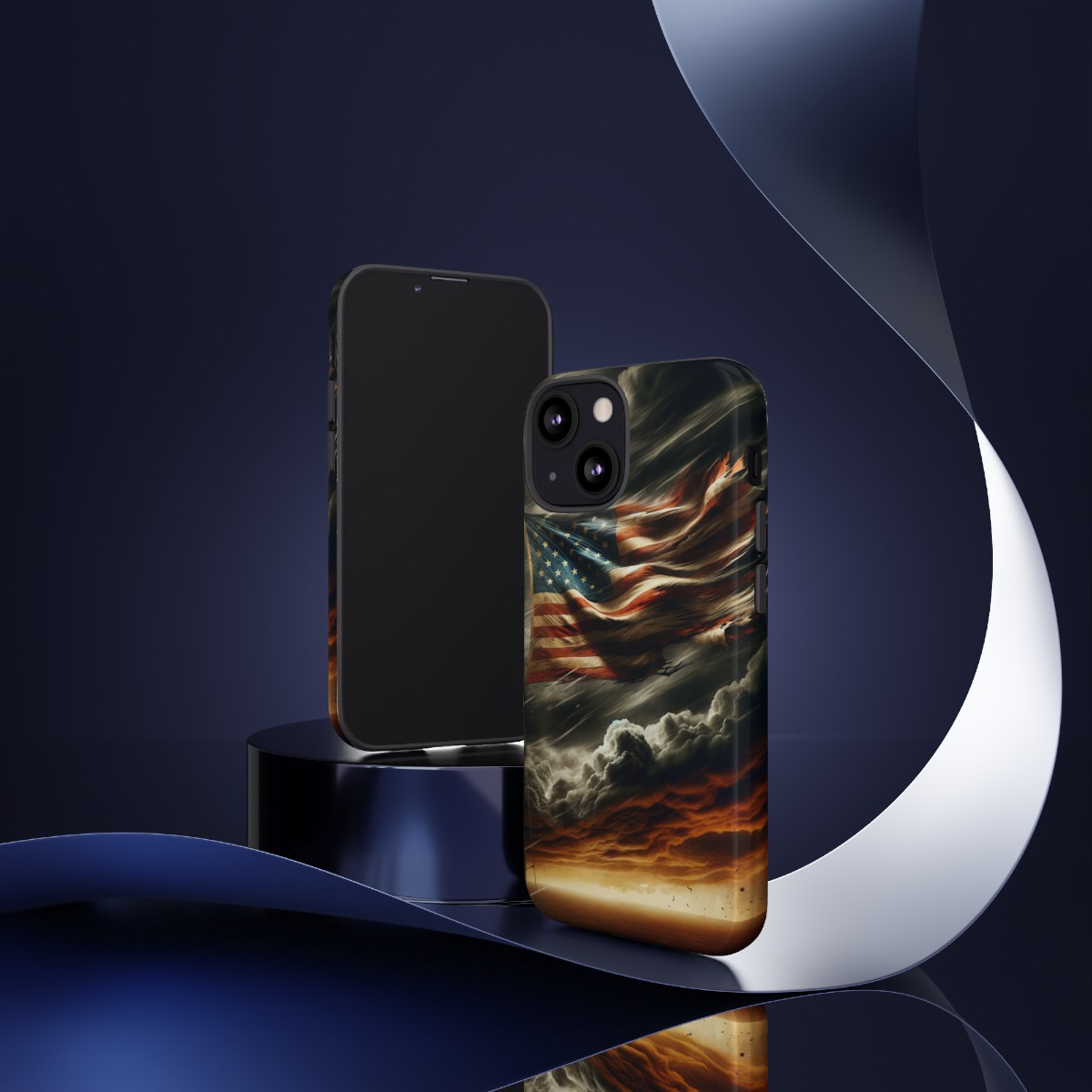 Weathered USA Flag Against Stormy Sky Design Phone Case- Phone Case - Image 47
