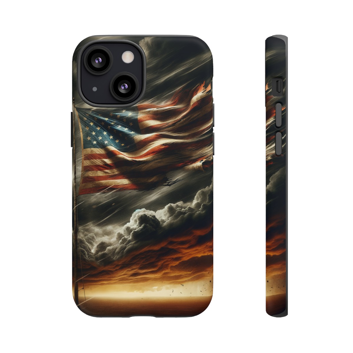 Weathered USA Flag Against Stormy Sky Design Phone Case- Phone Case - Image 48