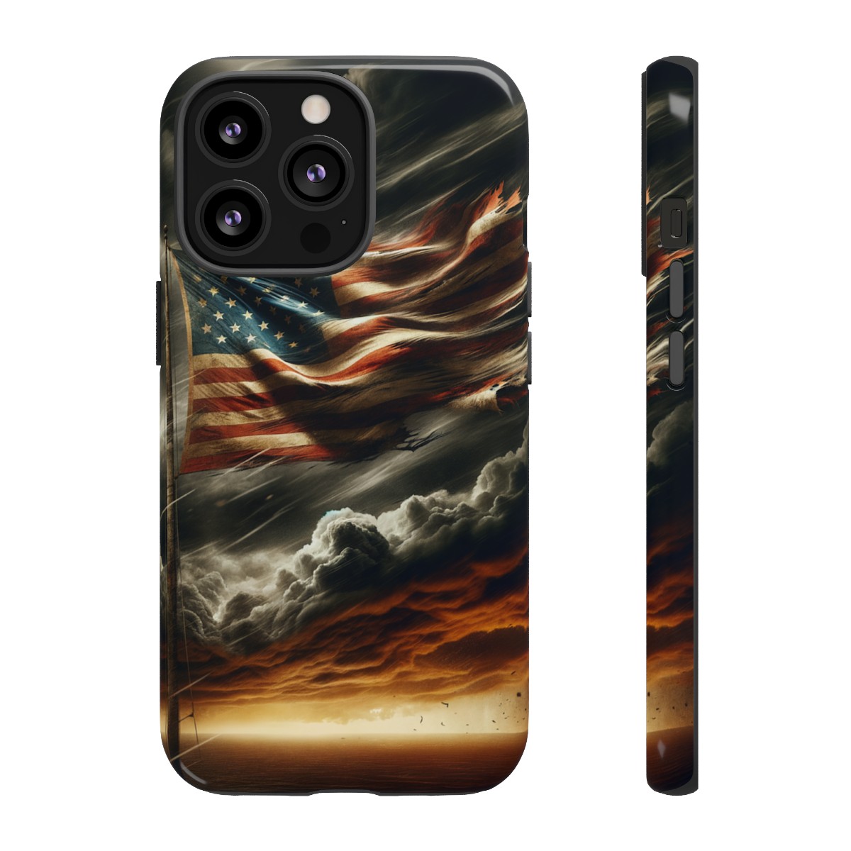 Weathered USA Flag Against Stormy Sky Design Phone Case- Phone Case - Image 50