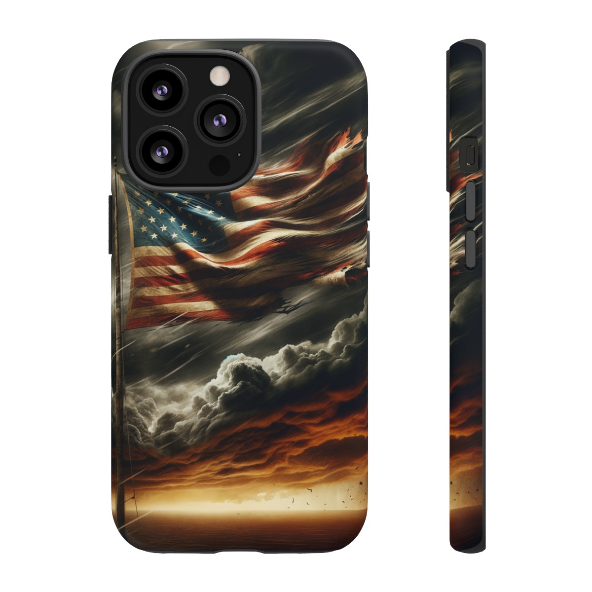 Weathered USA Flag Against Stormy Sky Design Phone Case- Phone Case - Image 52
