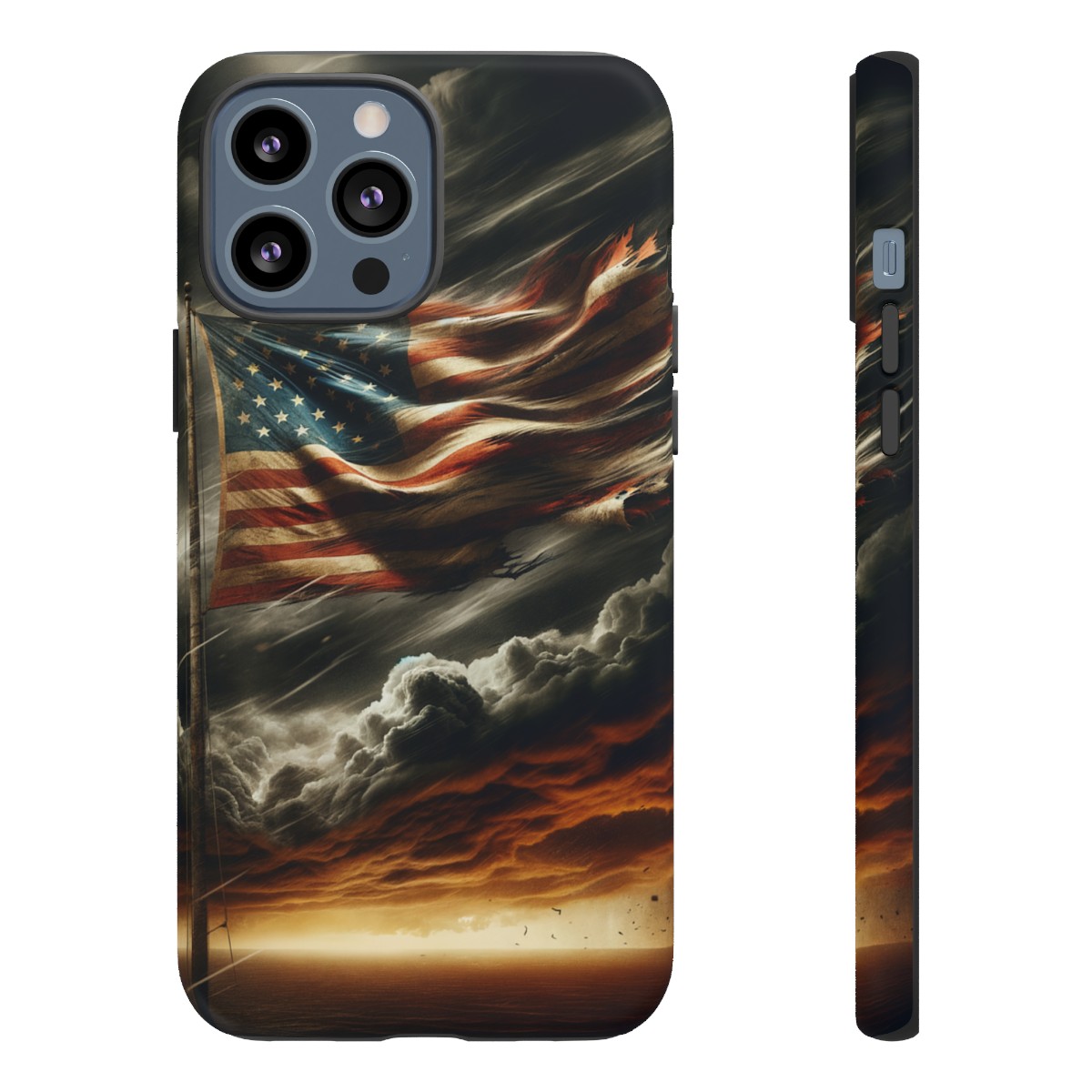 Weathered USA Flag Against Stormy Sky Design Phone Case- Phone Case - Image 56