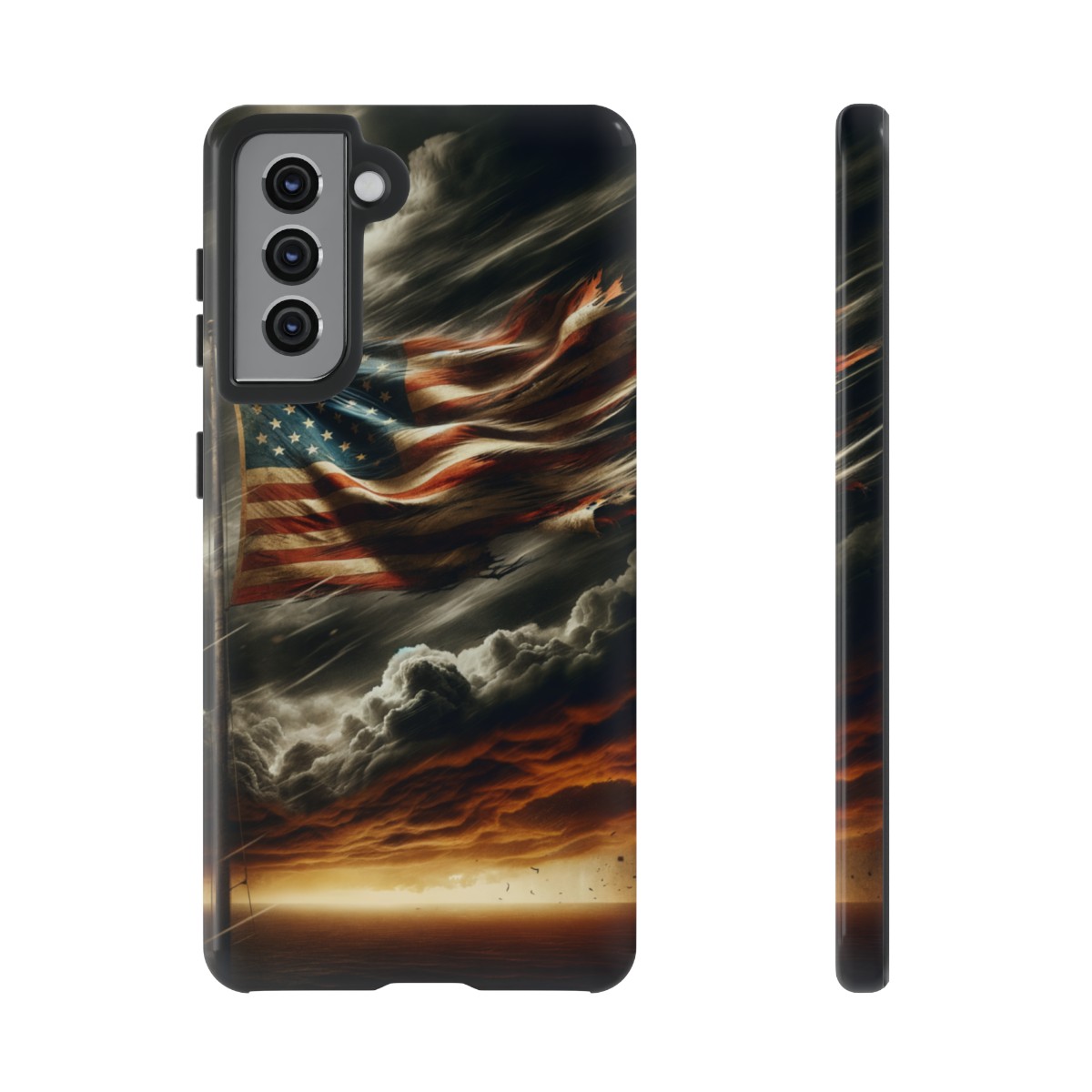 Weathered USA Flag Against Stormy Sky Design Phone Case- Phone Case - Image 58