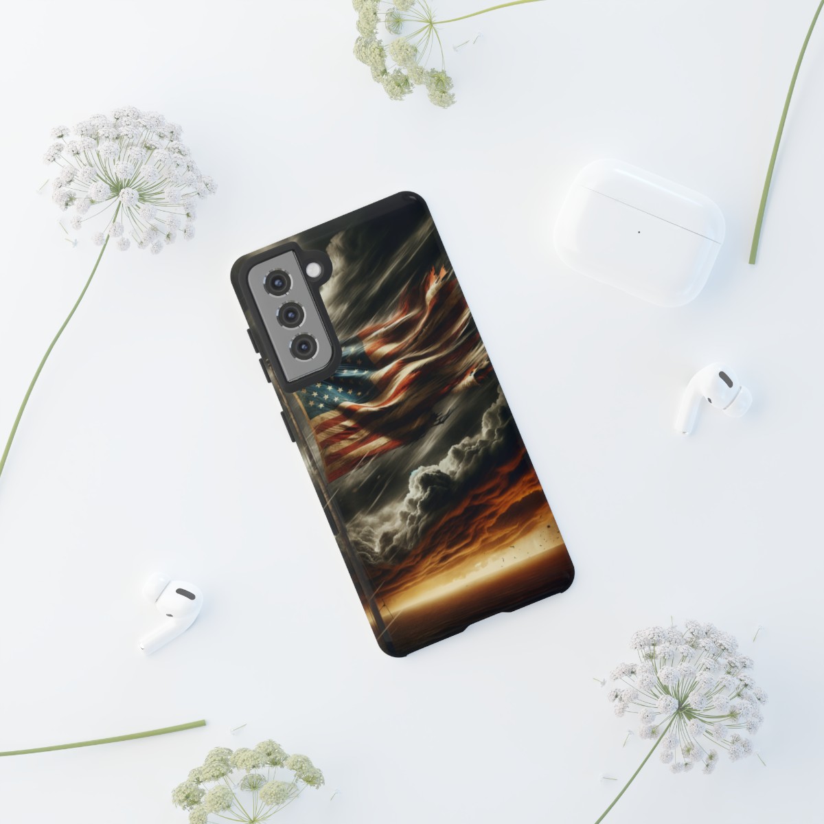 Weathered USA Flag Against Stormy Sky Design Phone Case- Phone Case - Image 59