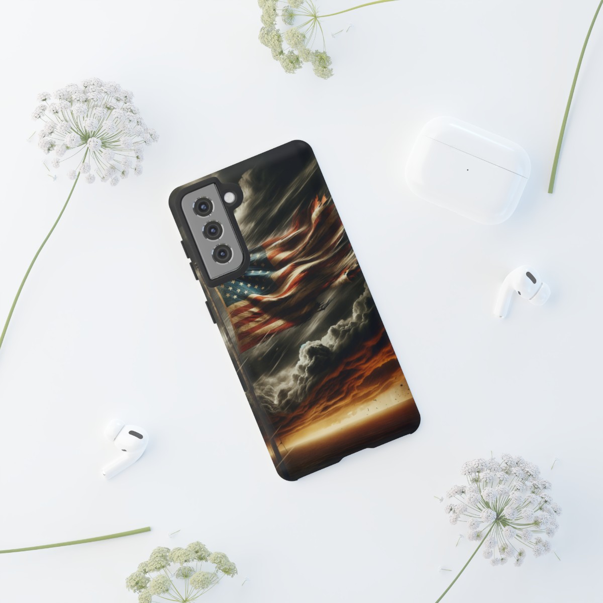 Weathered USA Flag Against Stormy Sky Design Phone Case- Phone Case - Image 61
