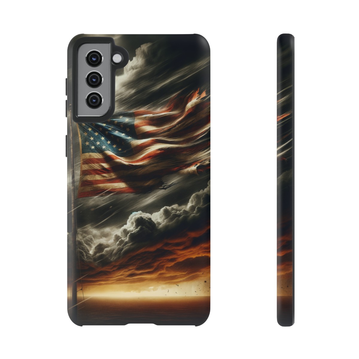 Weathered USA Flag Against Stormy Sky Design Phone Case- Phone Case - Image 64