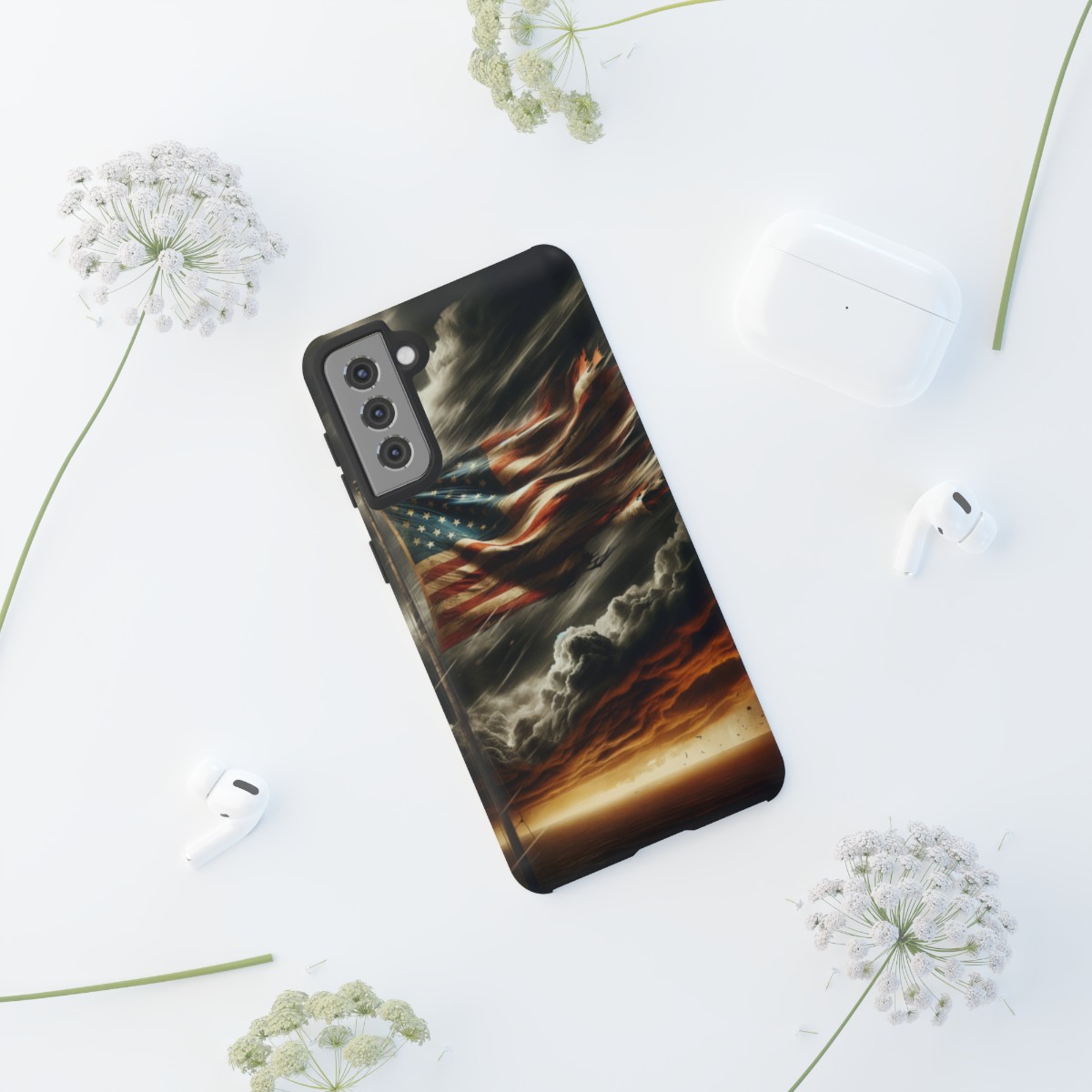 Weathered USA Flag Against Stormy Sky Design Phone Case- Phone Case - Image 65