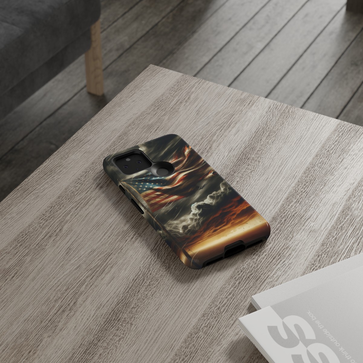 Weathered USA Flag Against Stormy Sky Design Phone Case- Phone Case - Image 71