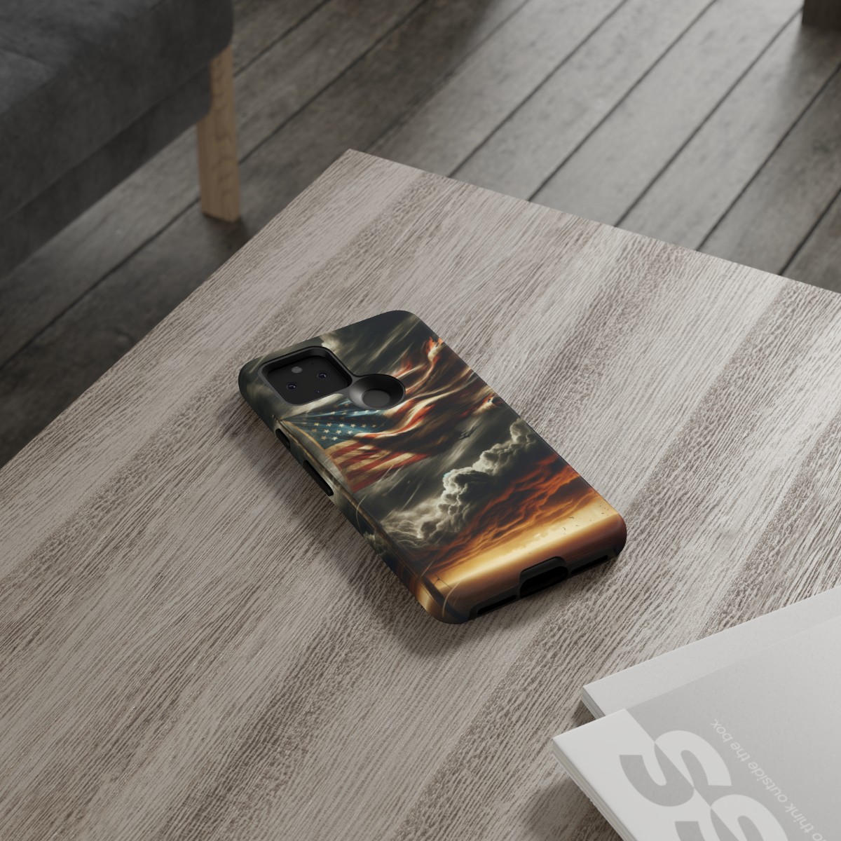 Weathered USA Flag Against Stormy Sky Design Phone Case- Phone Case - Image 73