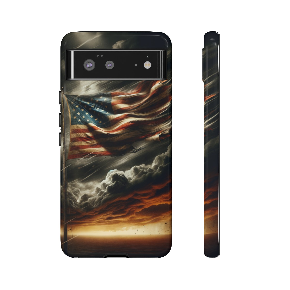 Weathered USA Flag Against Stormy Sky Design Phone Case- Phone Case - Image 74
