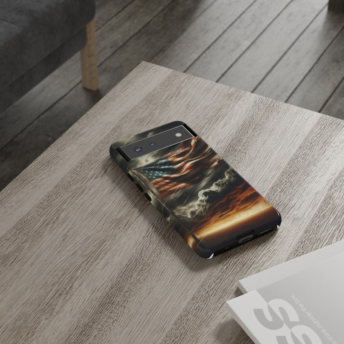 Weathered USA Flag Against Stormy Sky Design Phone Case- Phone Case - Image 75