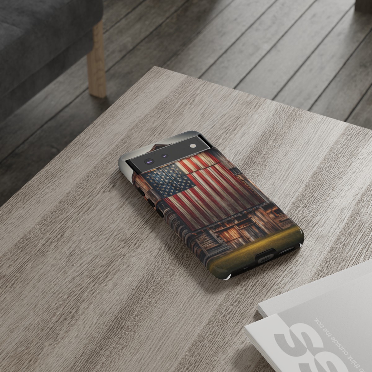 Vintage USA Flag on Weathered Barn Wood Phone Case- Phone Case - Image 75