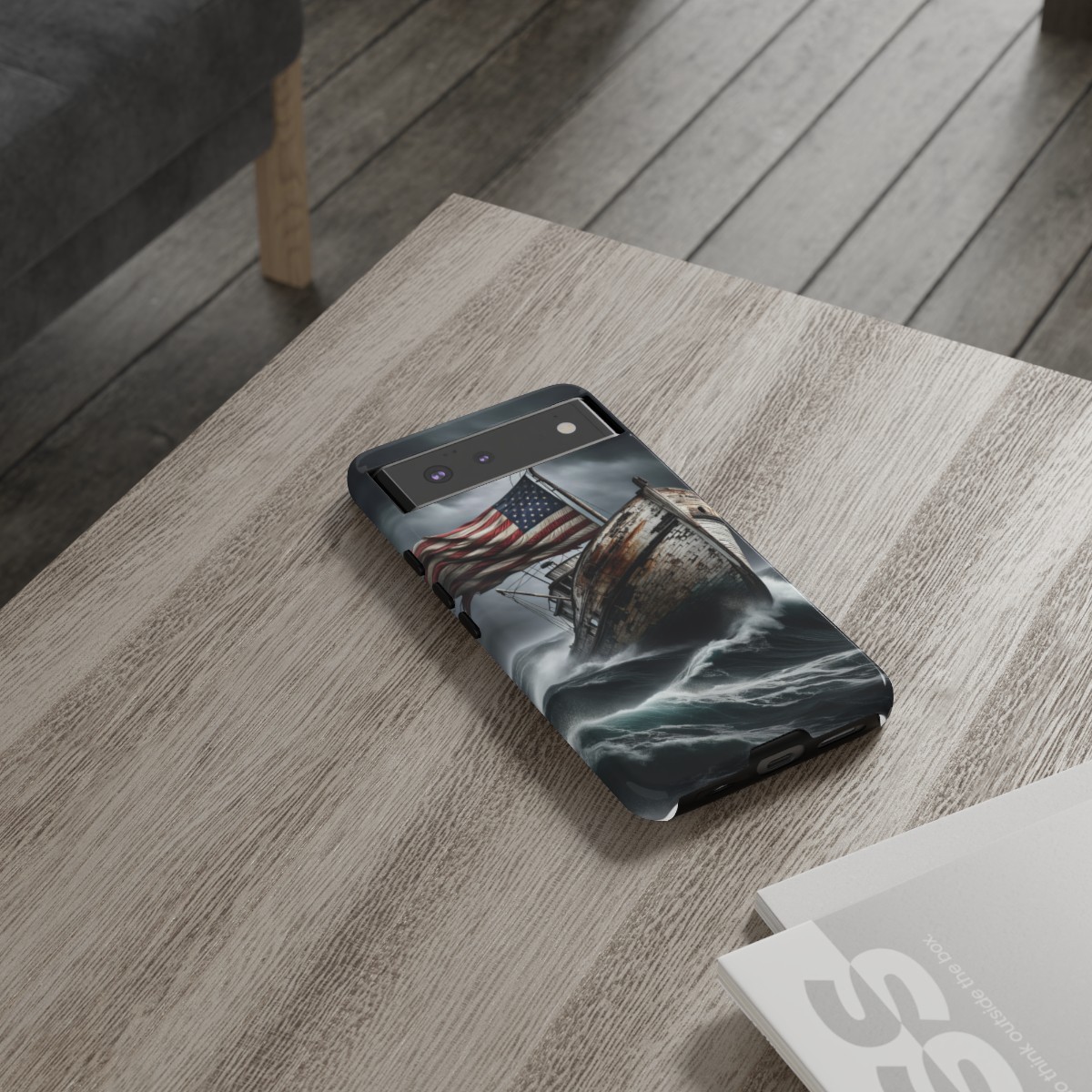Vintage USA Flag on Rustic Boat Phone Case β Weathered Coastal Design- Phone Case - Image 75